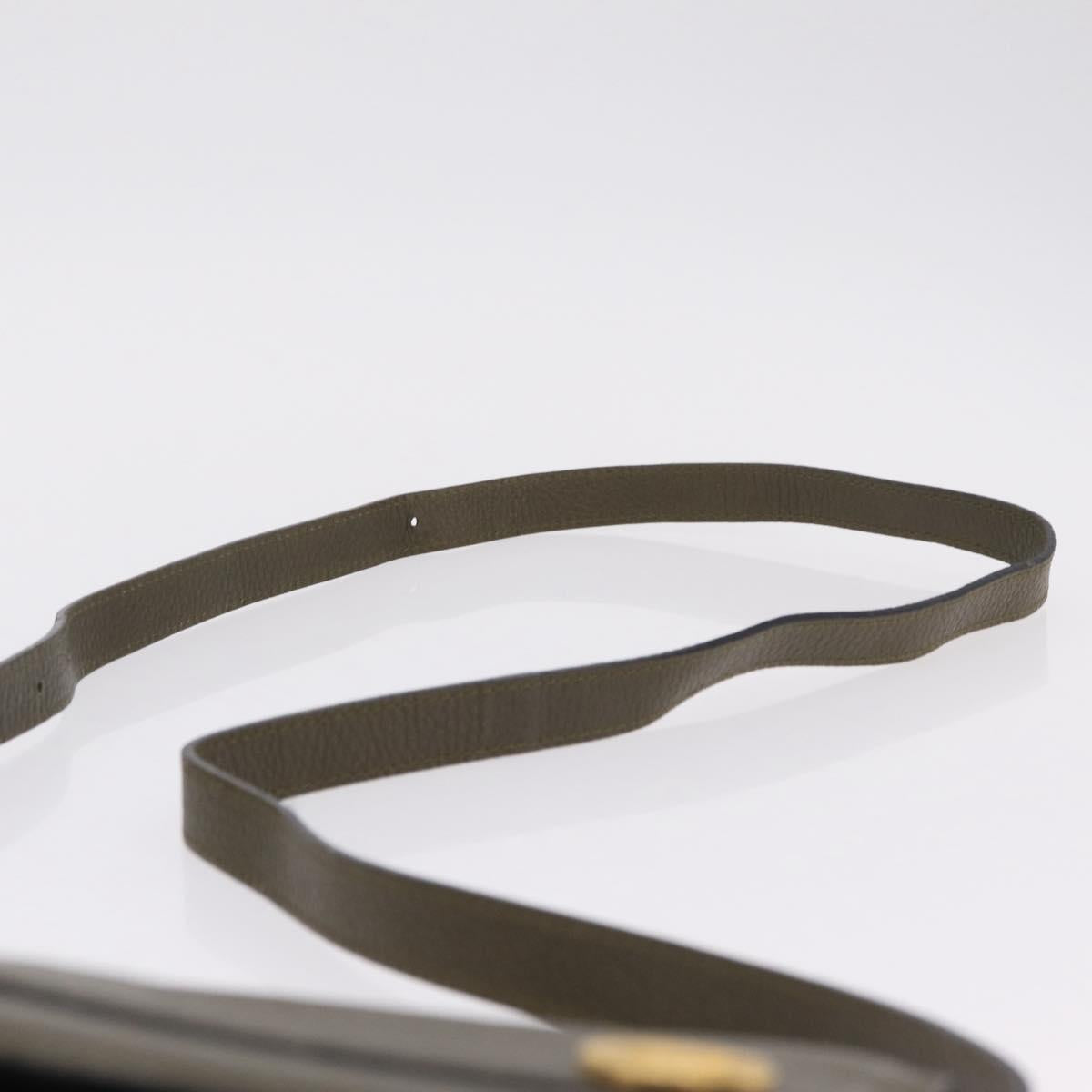 CELINE Shoulder Bag Leather Khaki Gold Auth ka6840