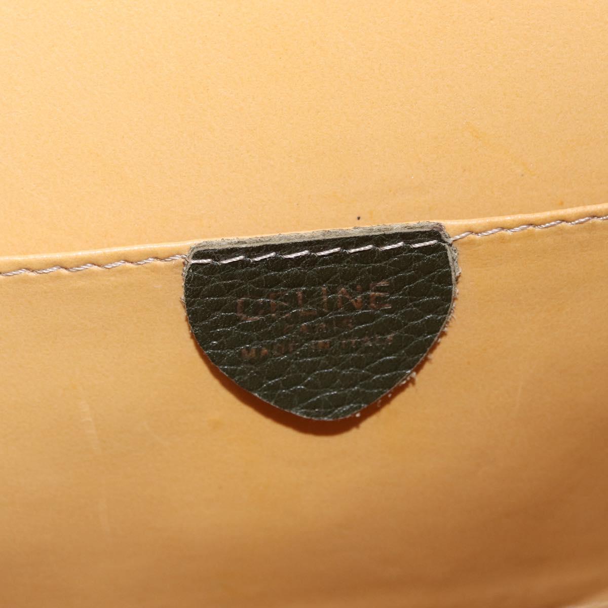 CELINE Shoulder Bag Leather Khaki Gold Auth ka6840