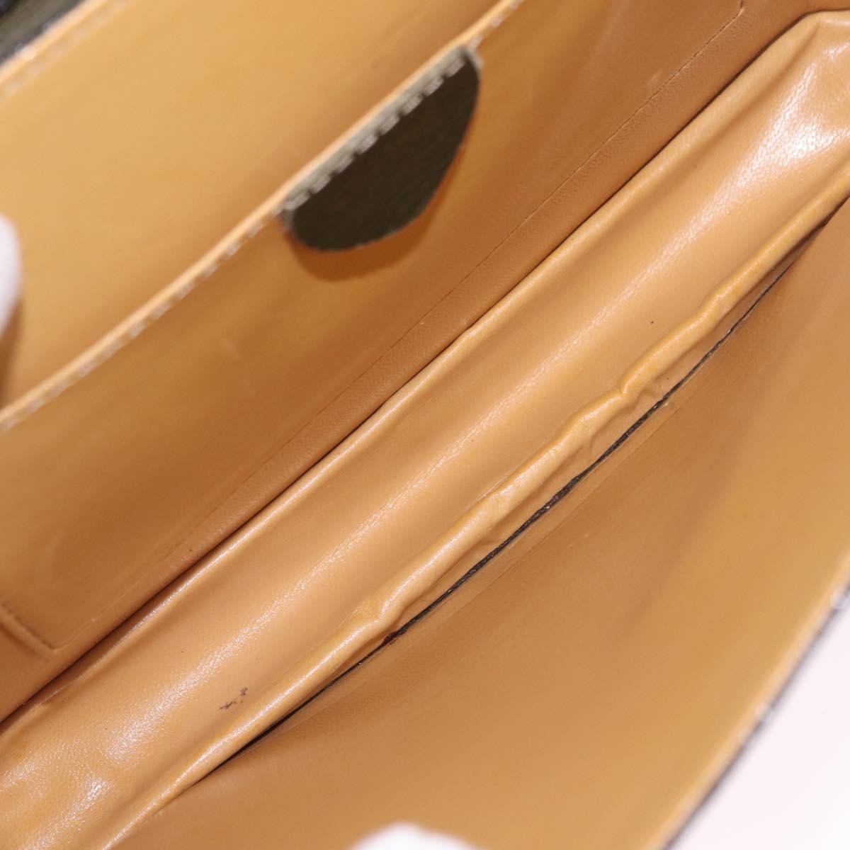 CELINE Shoulder Bag Leather Khaki Gold Auth ka6840