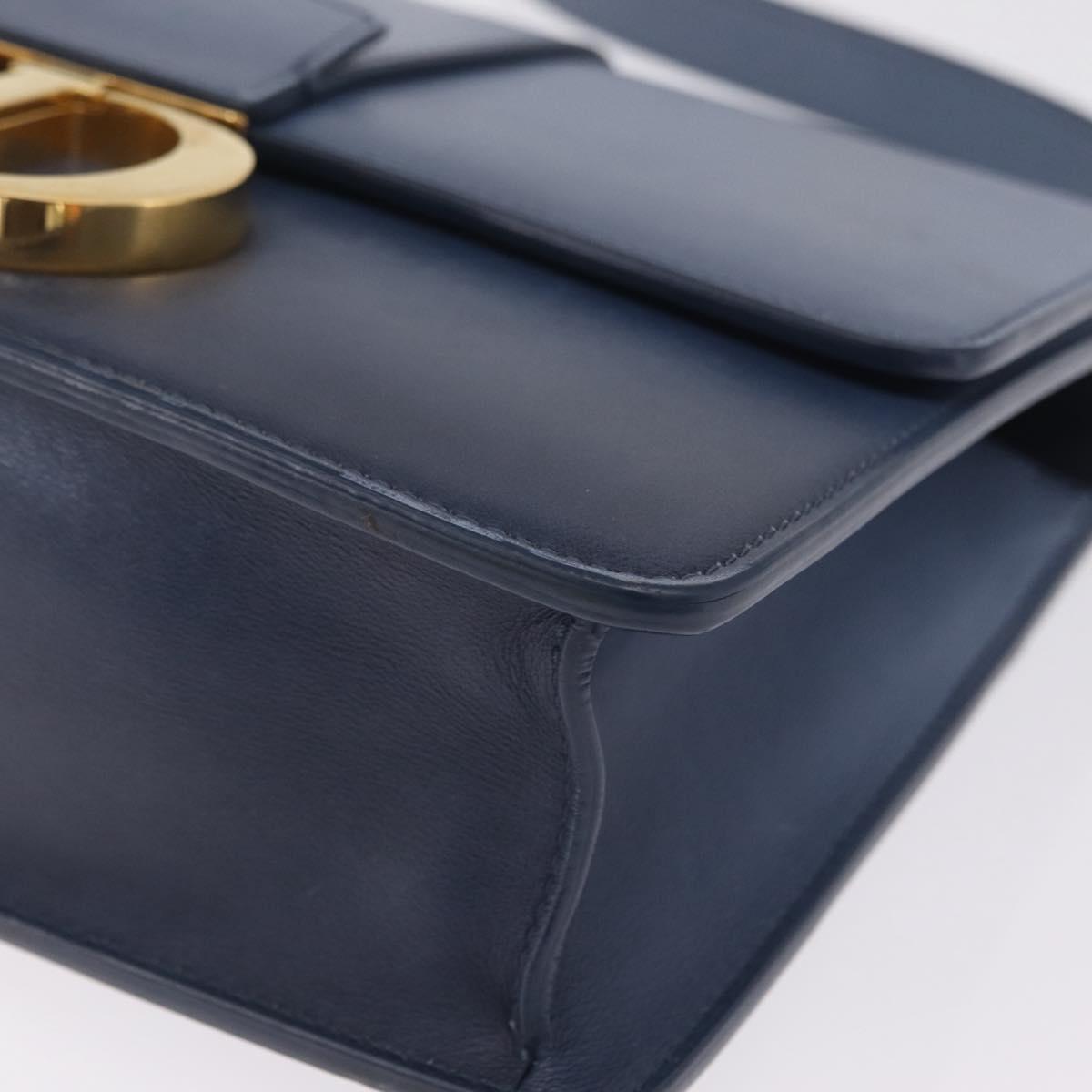 Christian Dior 30 Montaigne Shoulder Bag Leather Blue Gold Auth ka6841V