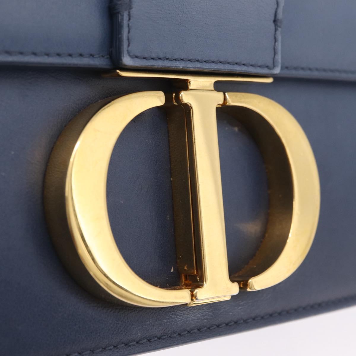 Christian Dior 30 Montaigne Shoulder Bag Leather Blue Gold Auth ka6841V