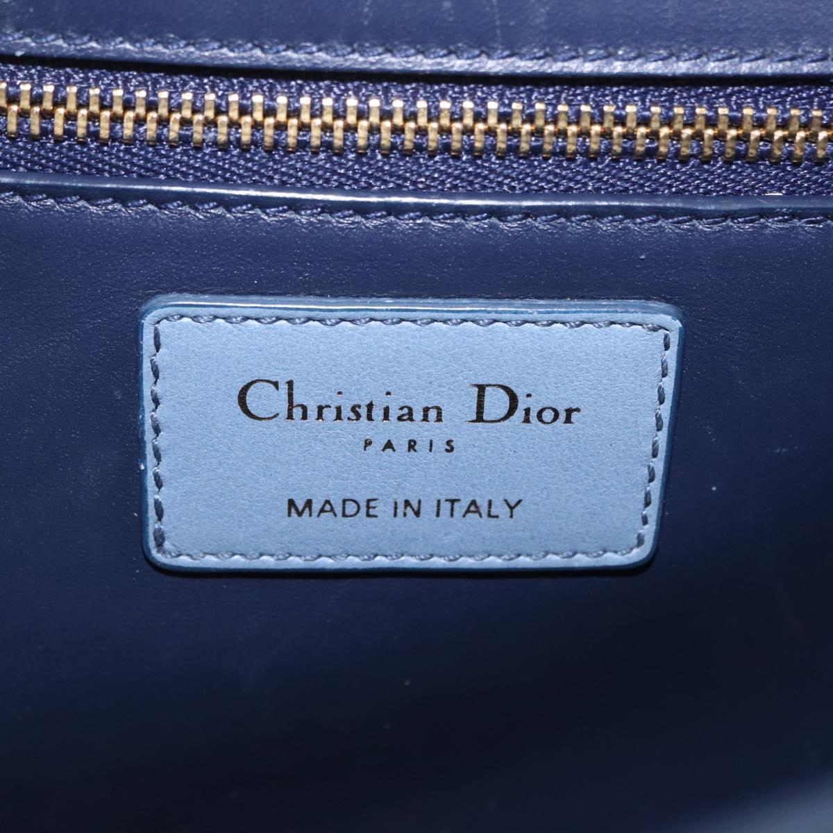 Christian Dior 30 Montaigne Shoulder Bag Leather Blue Gold Auth ka6841V