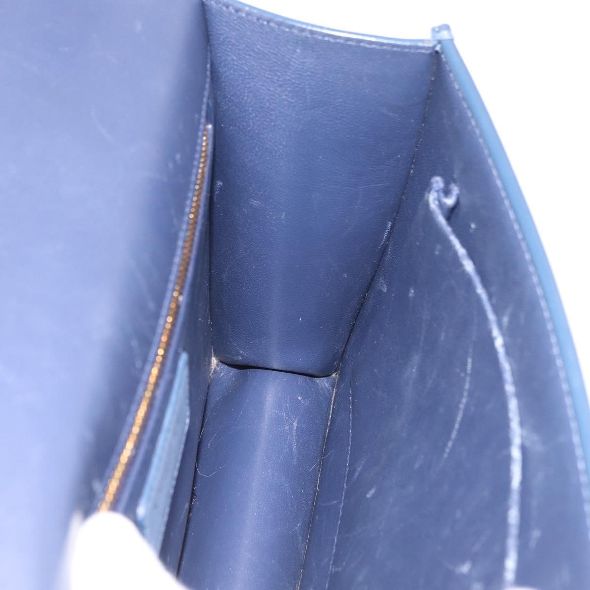 Christian Dior 30 Montaigne Shoulder Bag Leather Blue Gold Auth ka6841V