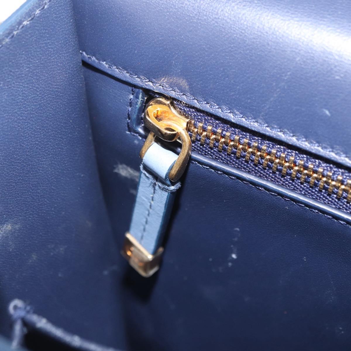 Christian Dior 30 Montaigne Shoulder Bag Leather Blue Gold Auth ka6841V