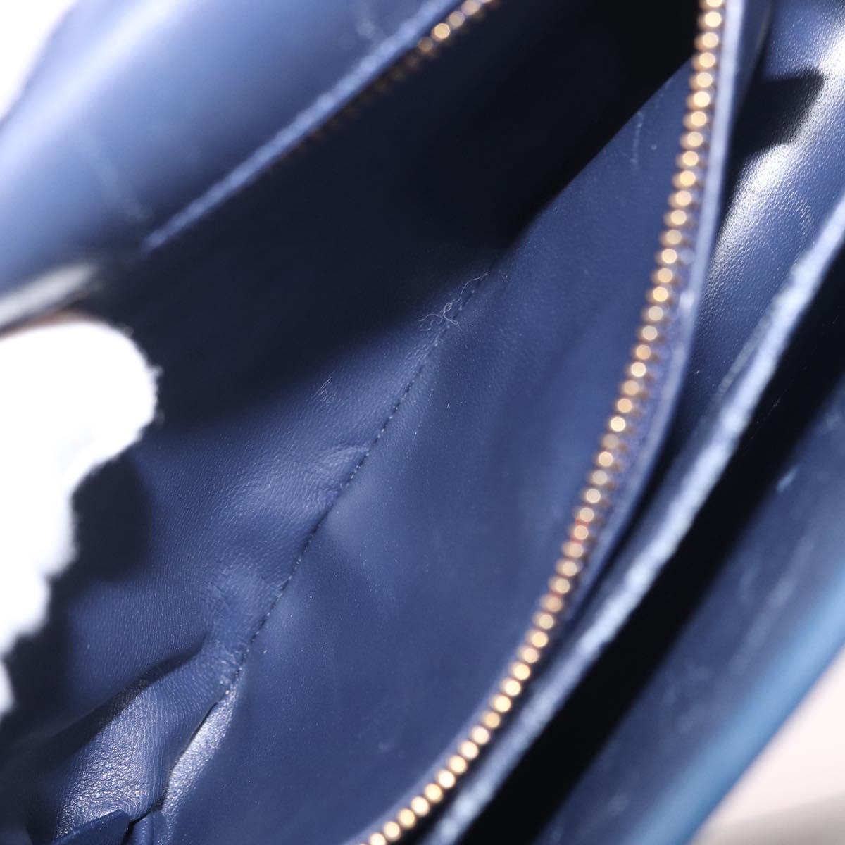 Christian Dior 30 Montaigne Shoulder Bag Leather Blue Gold Auth ka6841V