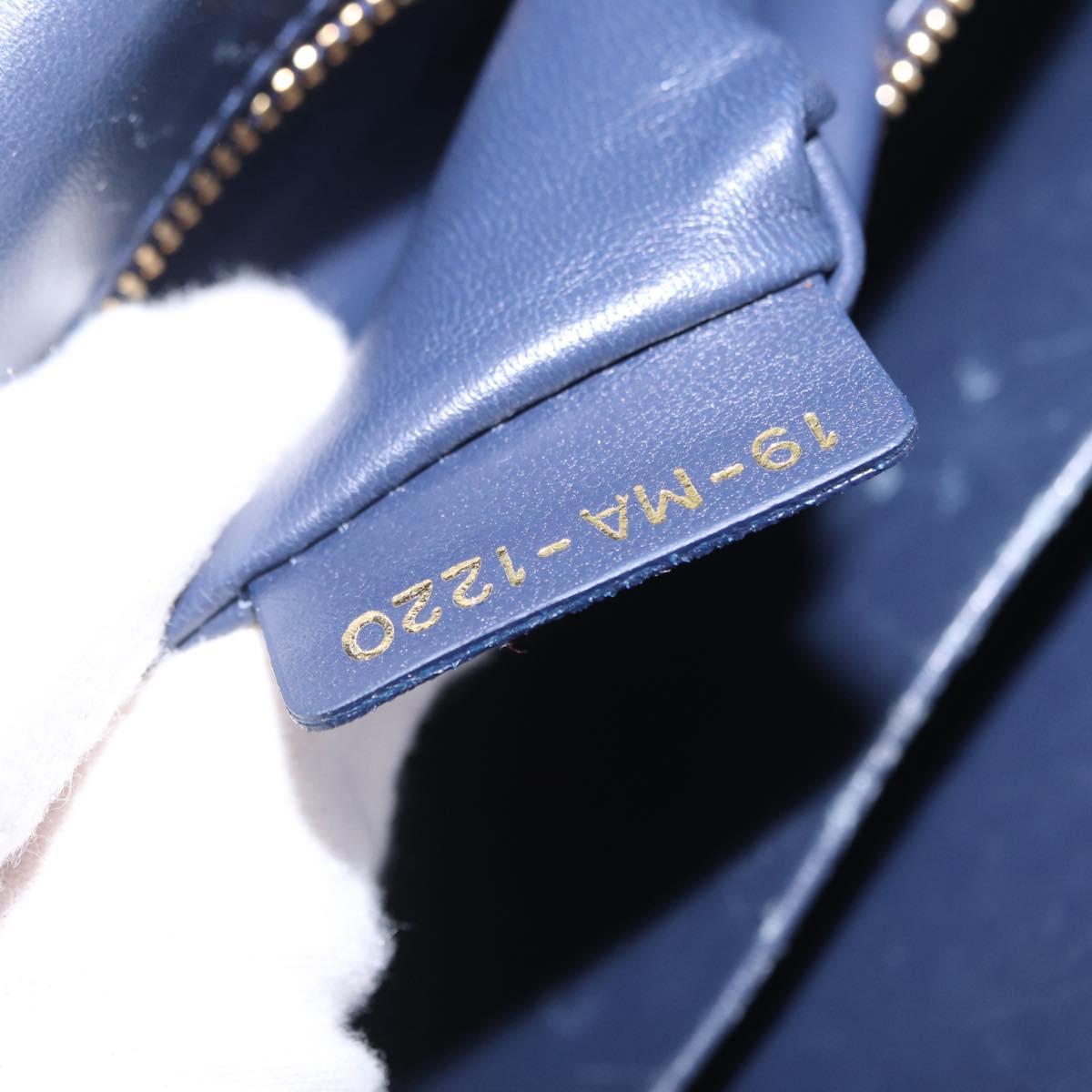 Christian Dior 30 Montaigne Shoulder Bag Leather Blue Gold Auth ka6841V