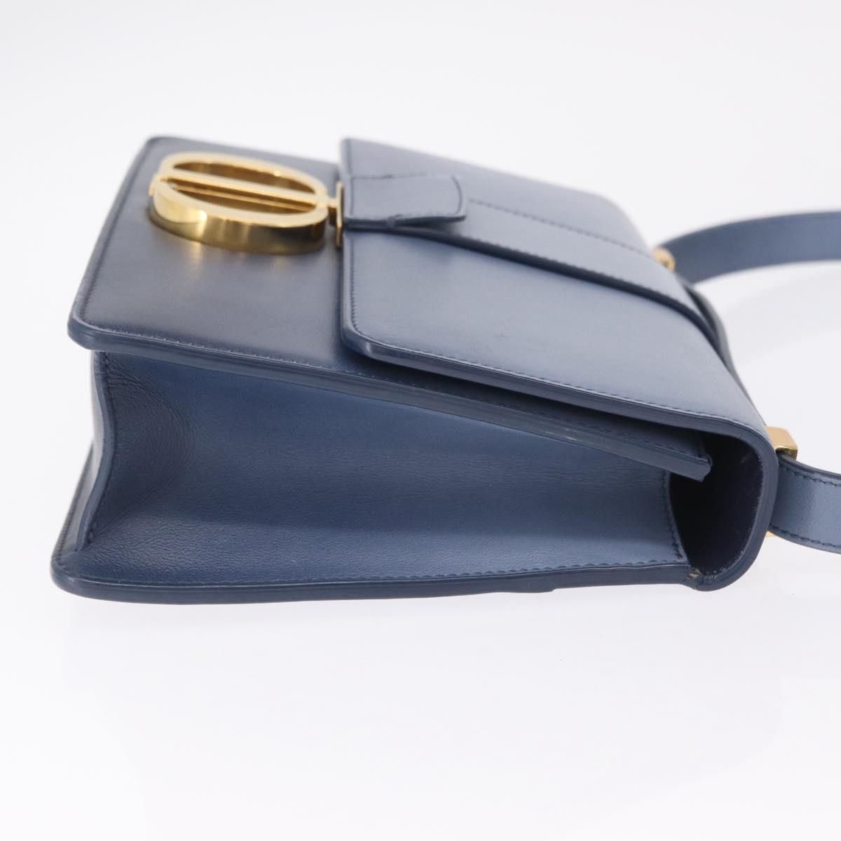 Christian Dior 30 Montaigne Shoulder Bag Leather Blue Gold Auth ka6841V