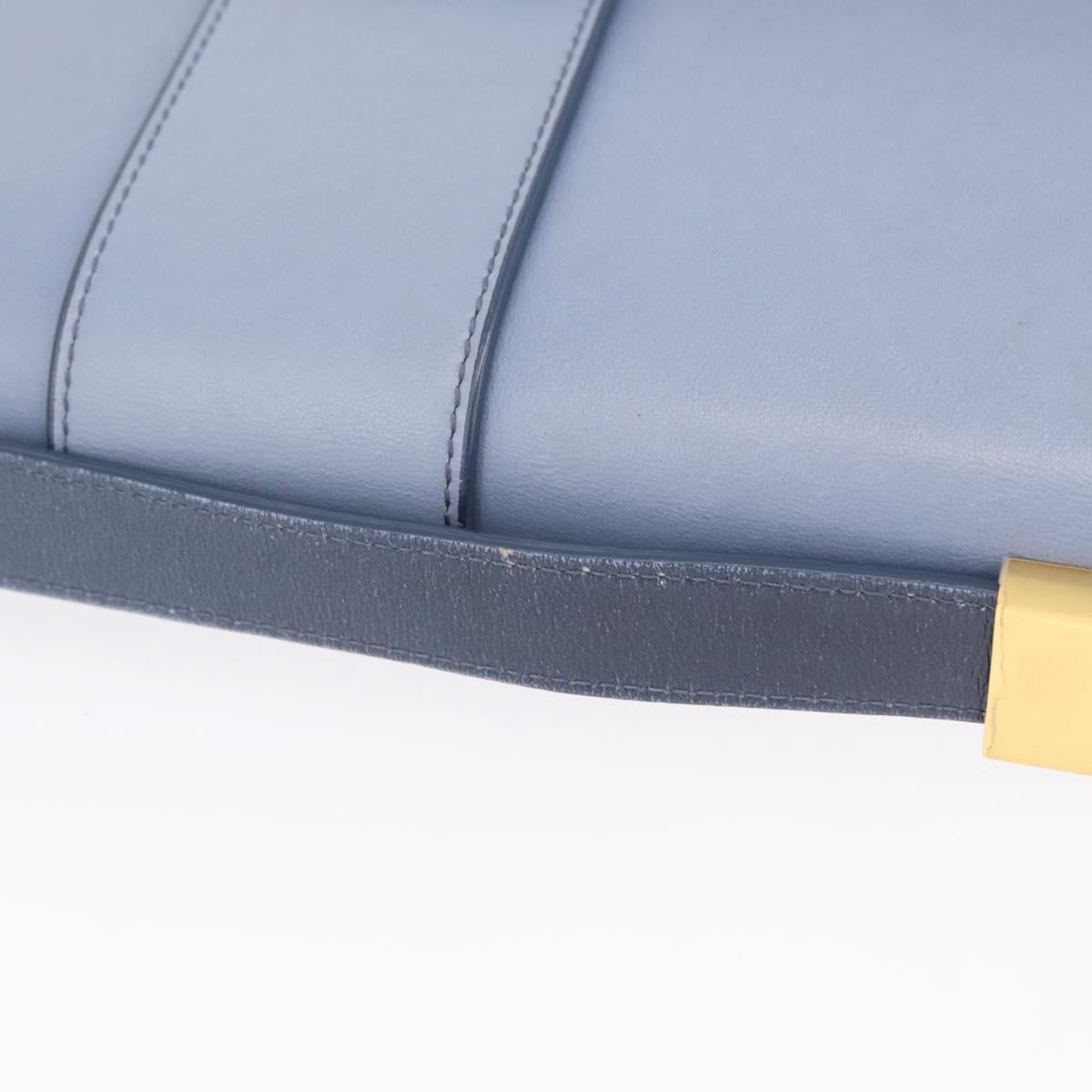 Christian Dior 30 Montaigne Shoulder Bag Leather Blue Gold Auth ka6841V