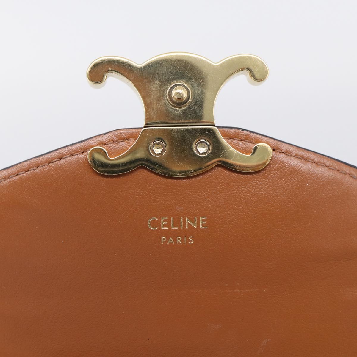 CELINE Macadam Canvas Triomphe Vertical Mobile Pouch PVC Brown Gold Auth ka6842