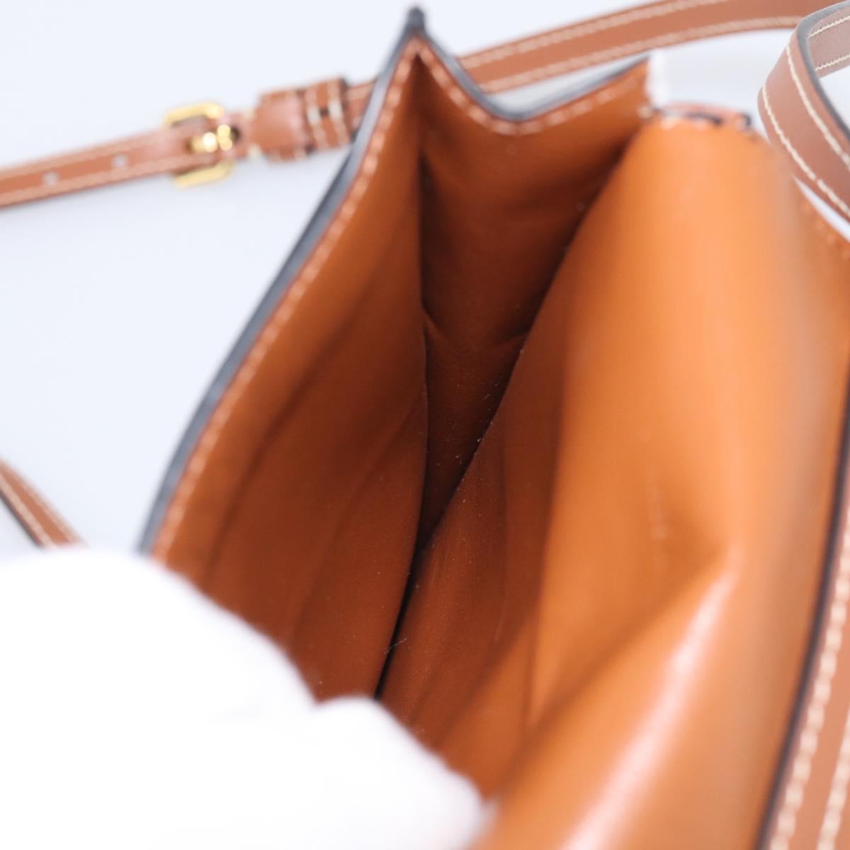CELINE Macadam Canvas Triomphe Vertical Mobile Pouch PVC Brown Gold Auth ka6842