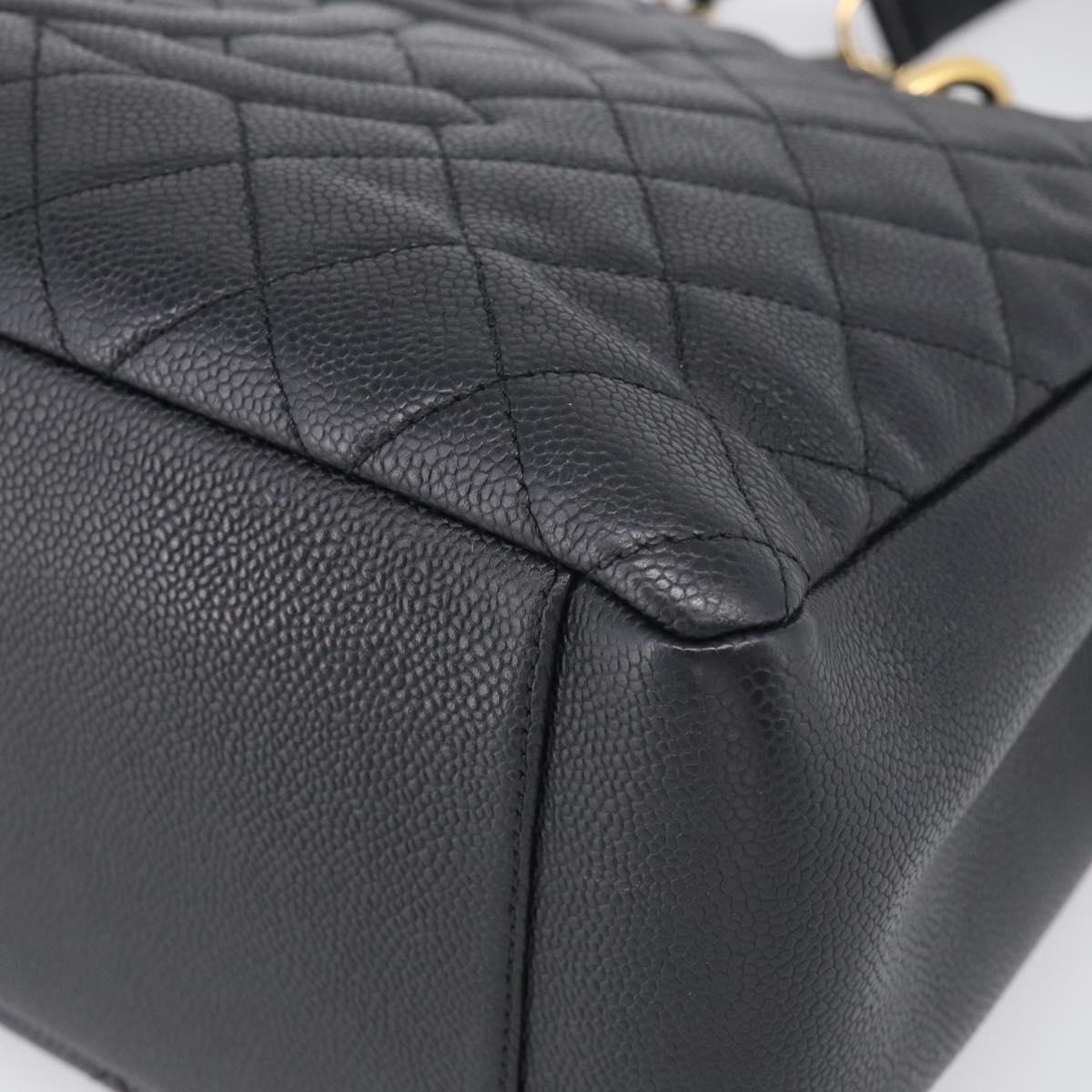 CHANEL GST Matelasse Chain Tote Bag Caviar Skin Black Gold CC Auth ka6843SAM
