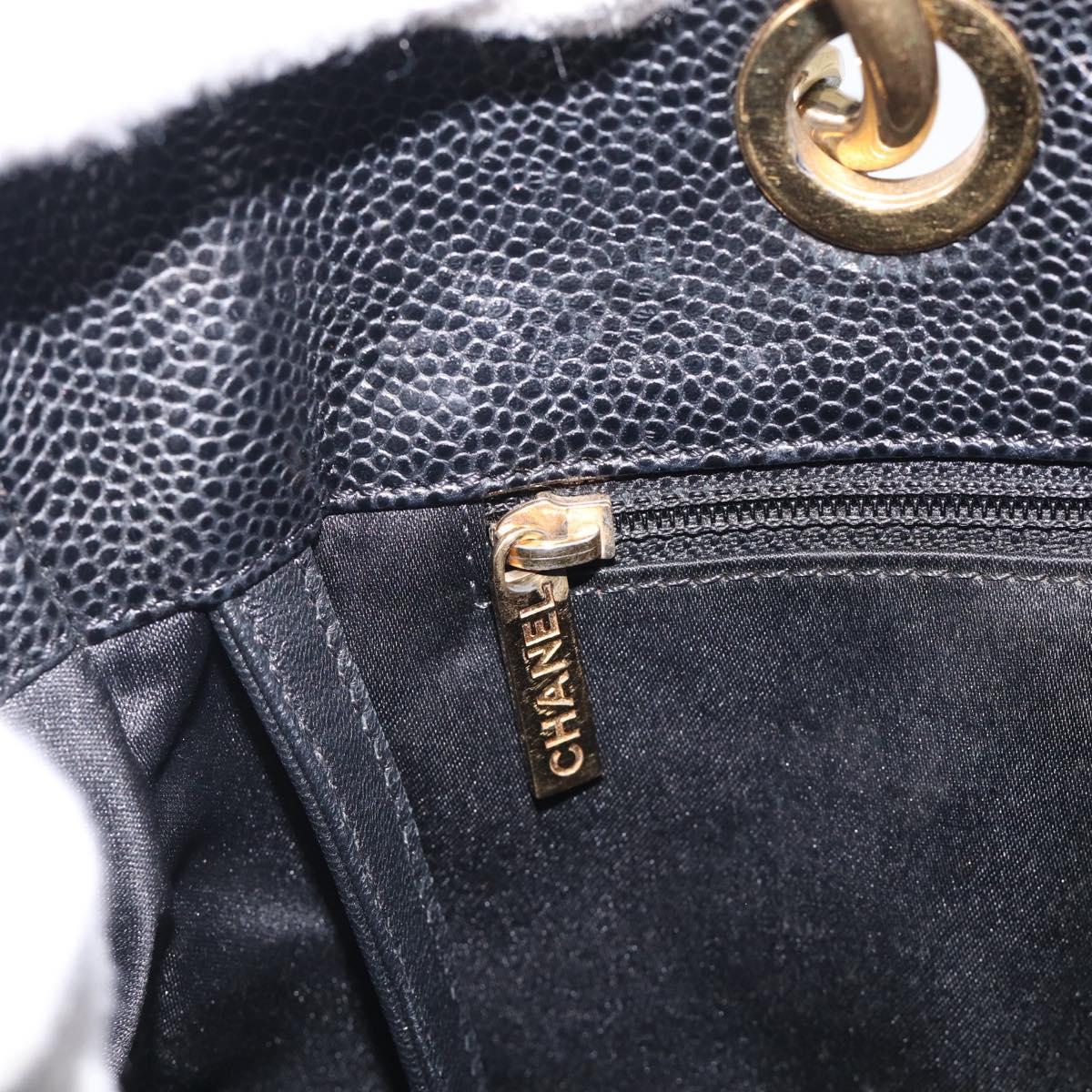CHANEL GST Matelasse Chain Tote Bag Caviar Skin Black Gold CC Auth ka6843SAM