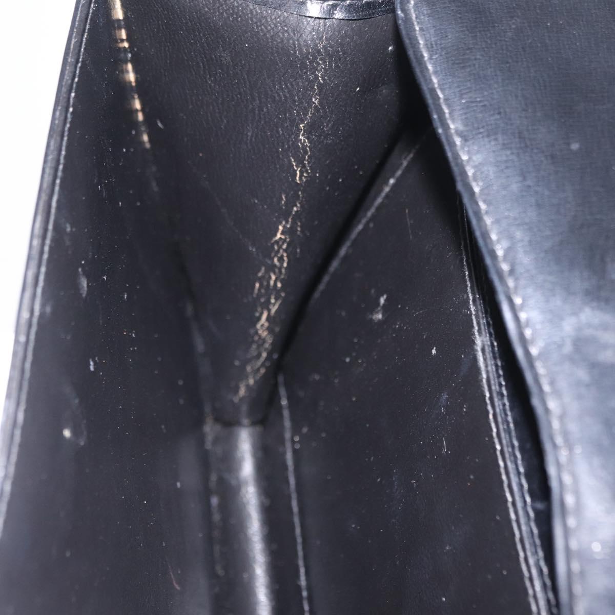 GUCCI Interlocking Shoulder Bag Leather Black Gold Auth ka6844