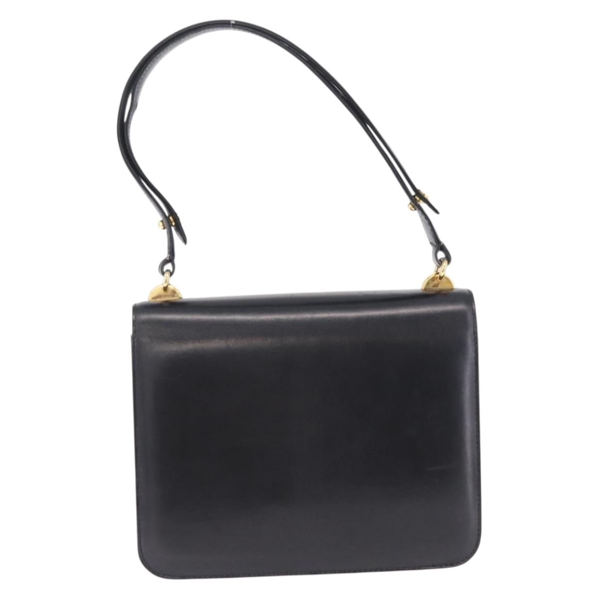 GUCCI Interlocking Shoulder Bag Leather Black Gold Auth ka6844
