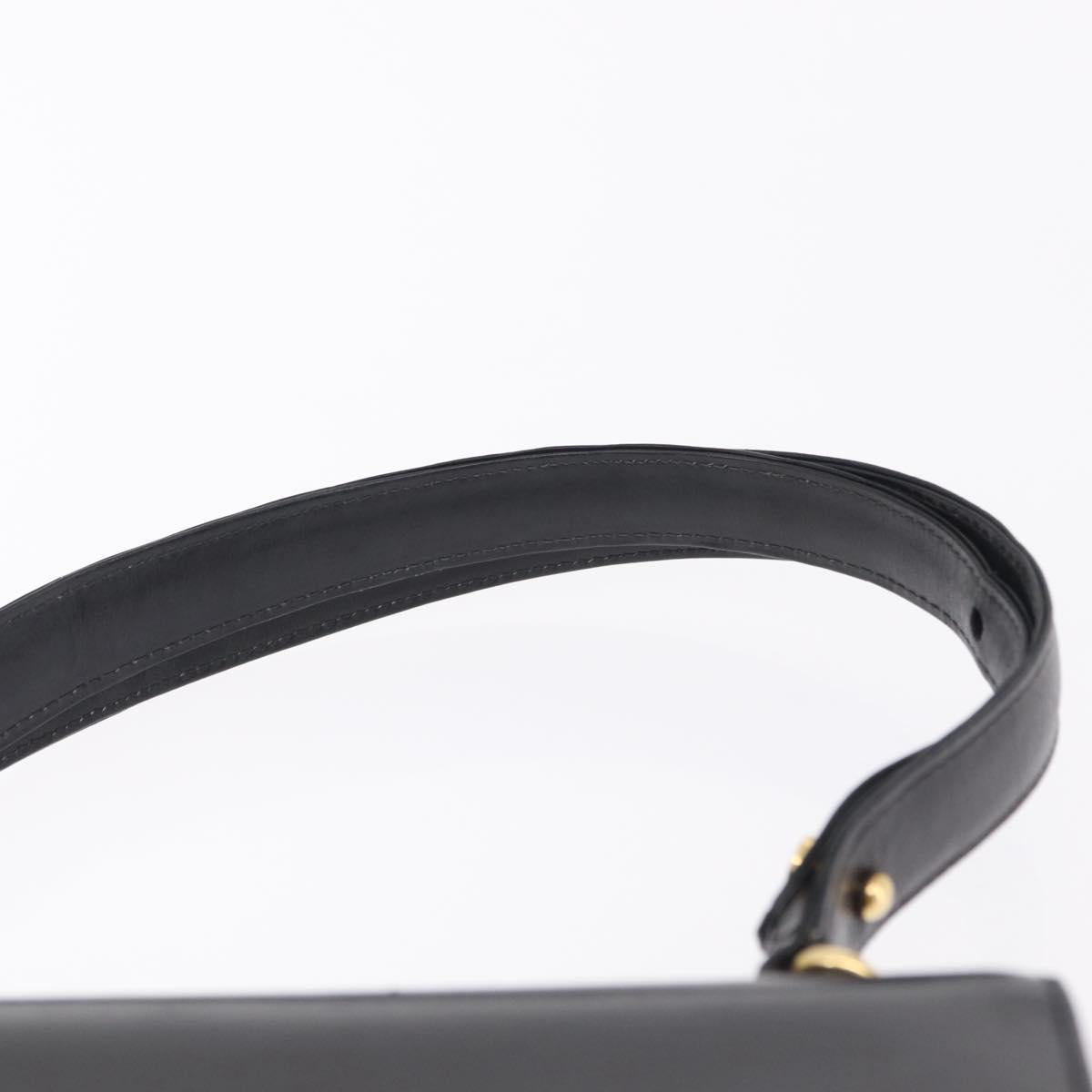 GUCCI Interlocking Shoulder Bag Leather Black Gold Auth ka6844