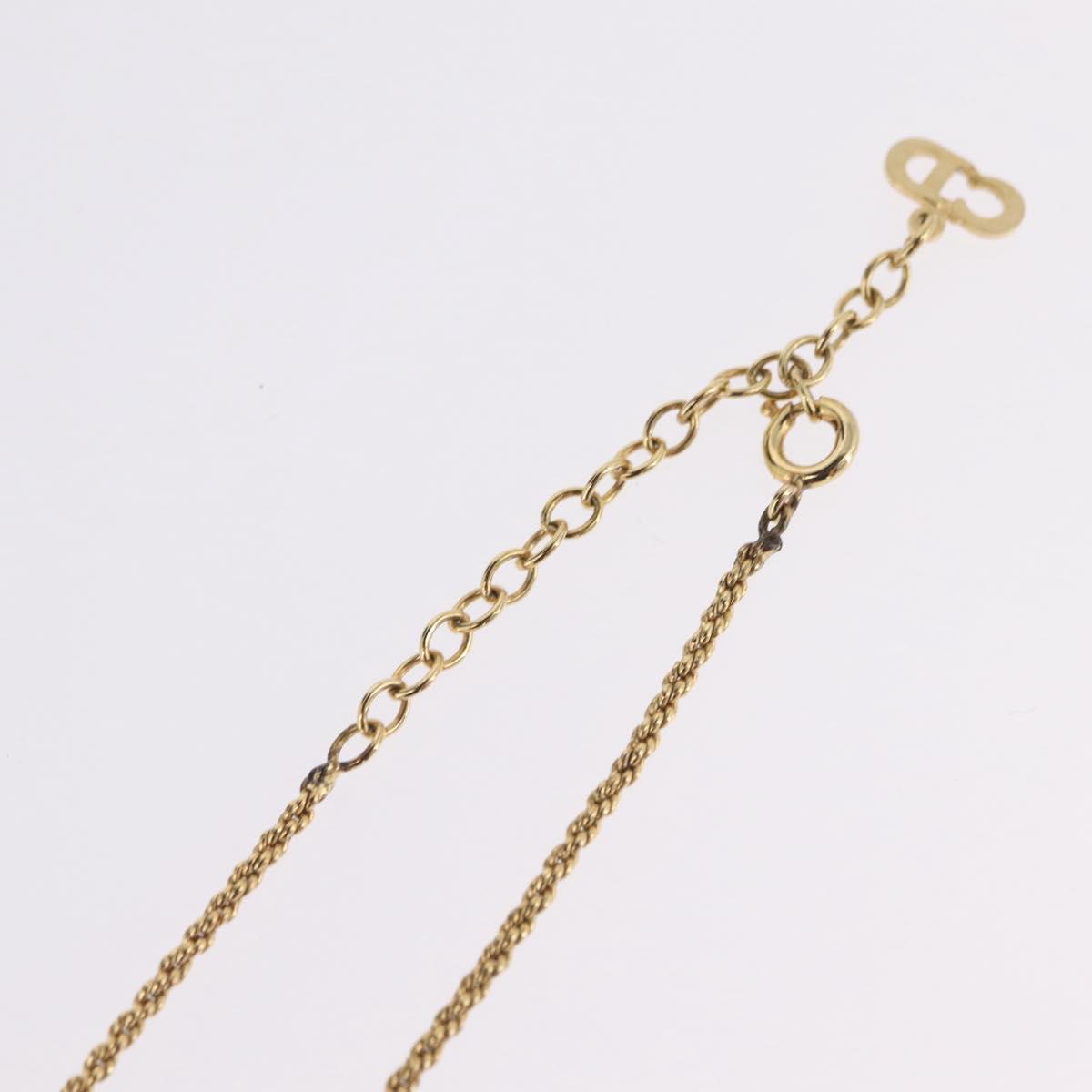 Christian Dior Rhinestone Necklace metal Gold Tone Auth ka6848