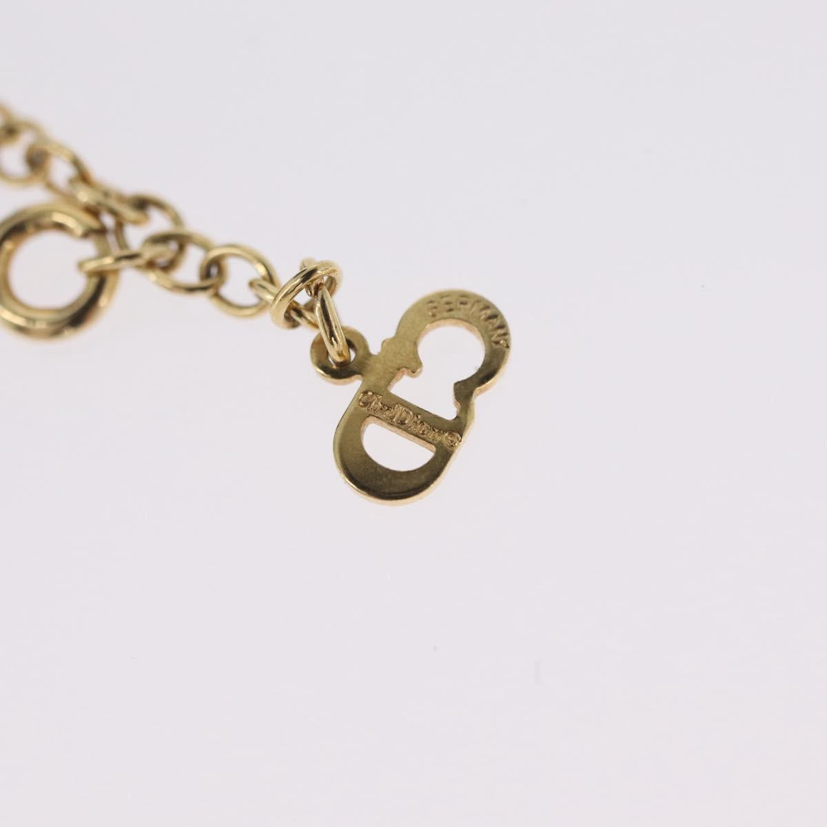 Christian Dior Rhinestone Necklace metal Gold Tone Auth ka6848