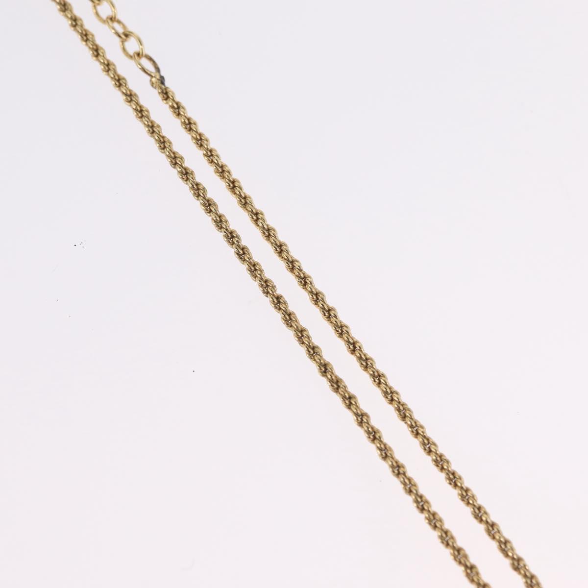Christian Dior Rhinestone Necklace metal Gold Tone Auth ka6848