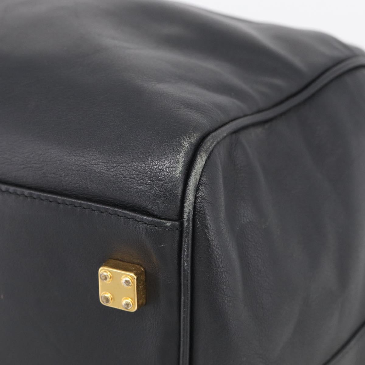LOEWE Boston Bag Leather Black Gold Auth ka6852