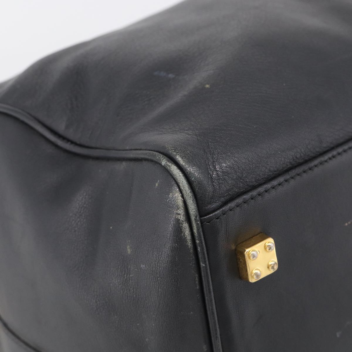 LOEWE Boston Bag Leather Black Gold Auth ka6852