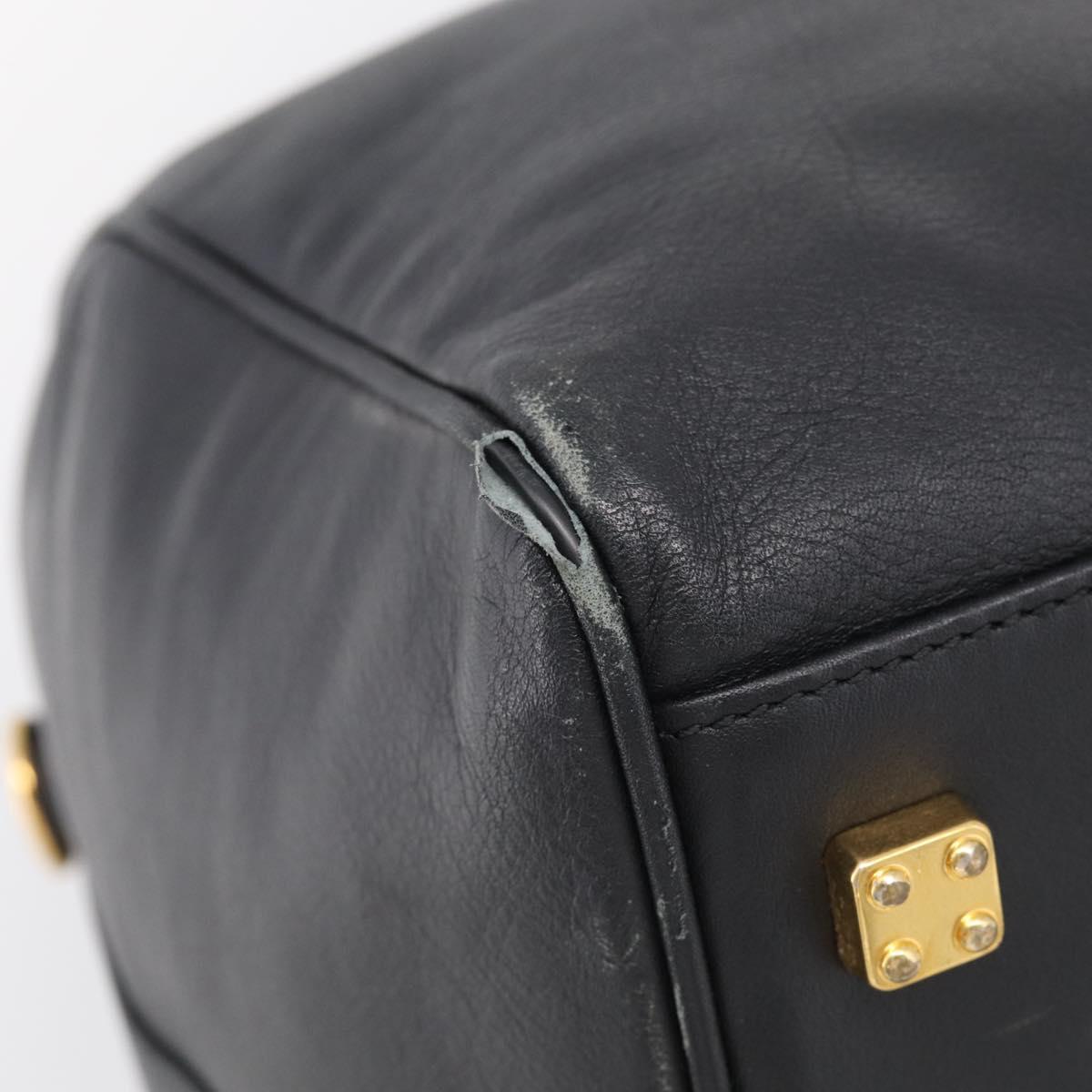 LOEWE Boston Bag Leather Black Gold Auth ka6852