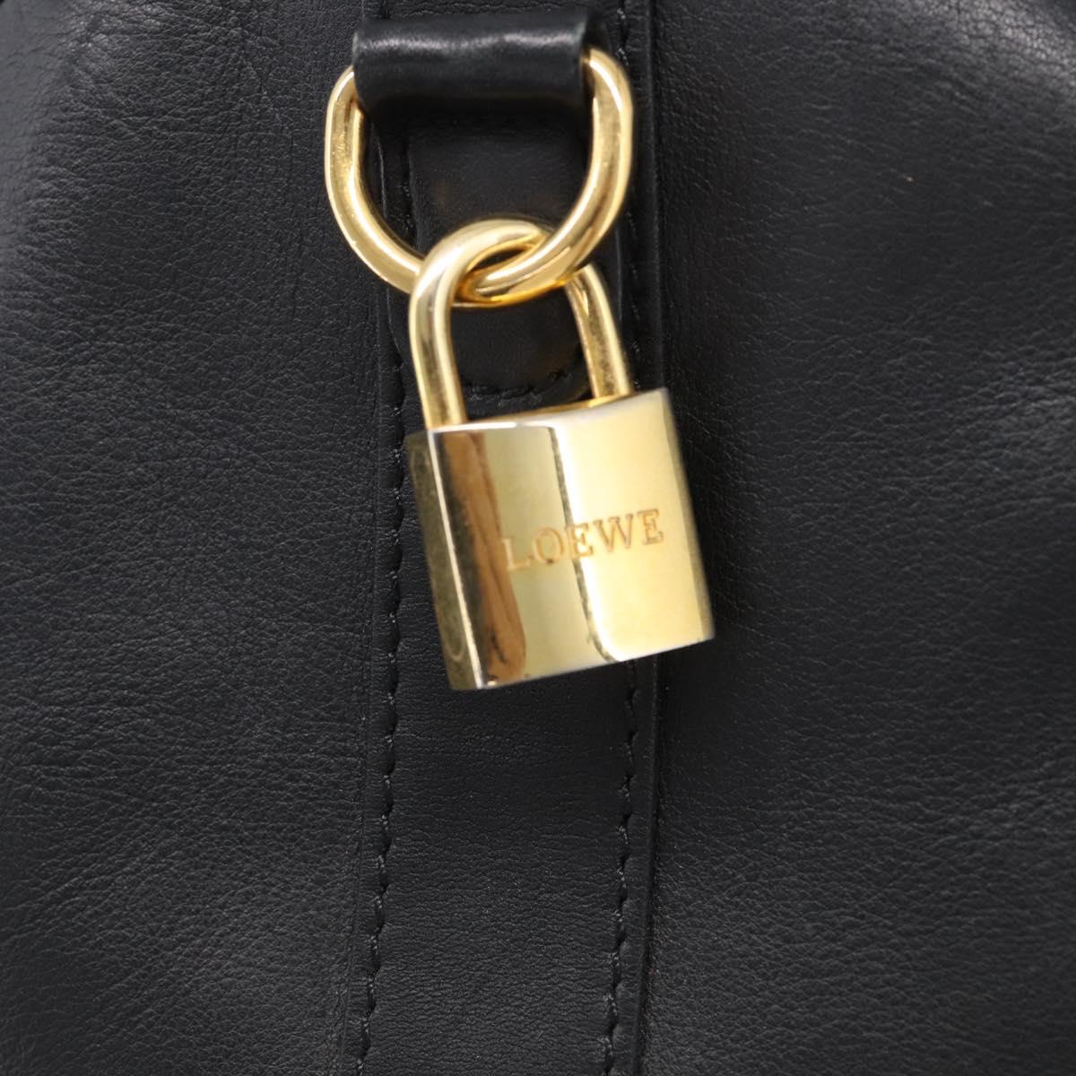 LOEWE Boston Bag Leather Black Gold Auth ka6852