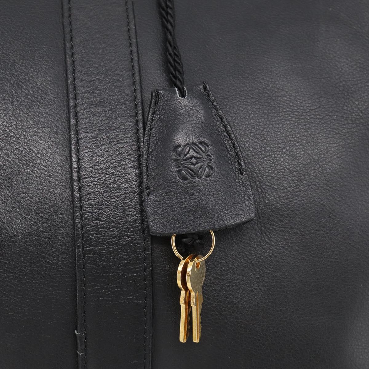 LOEWE Boston Bag Leather Black Gold Auth ka6852
