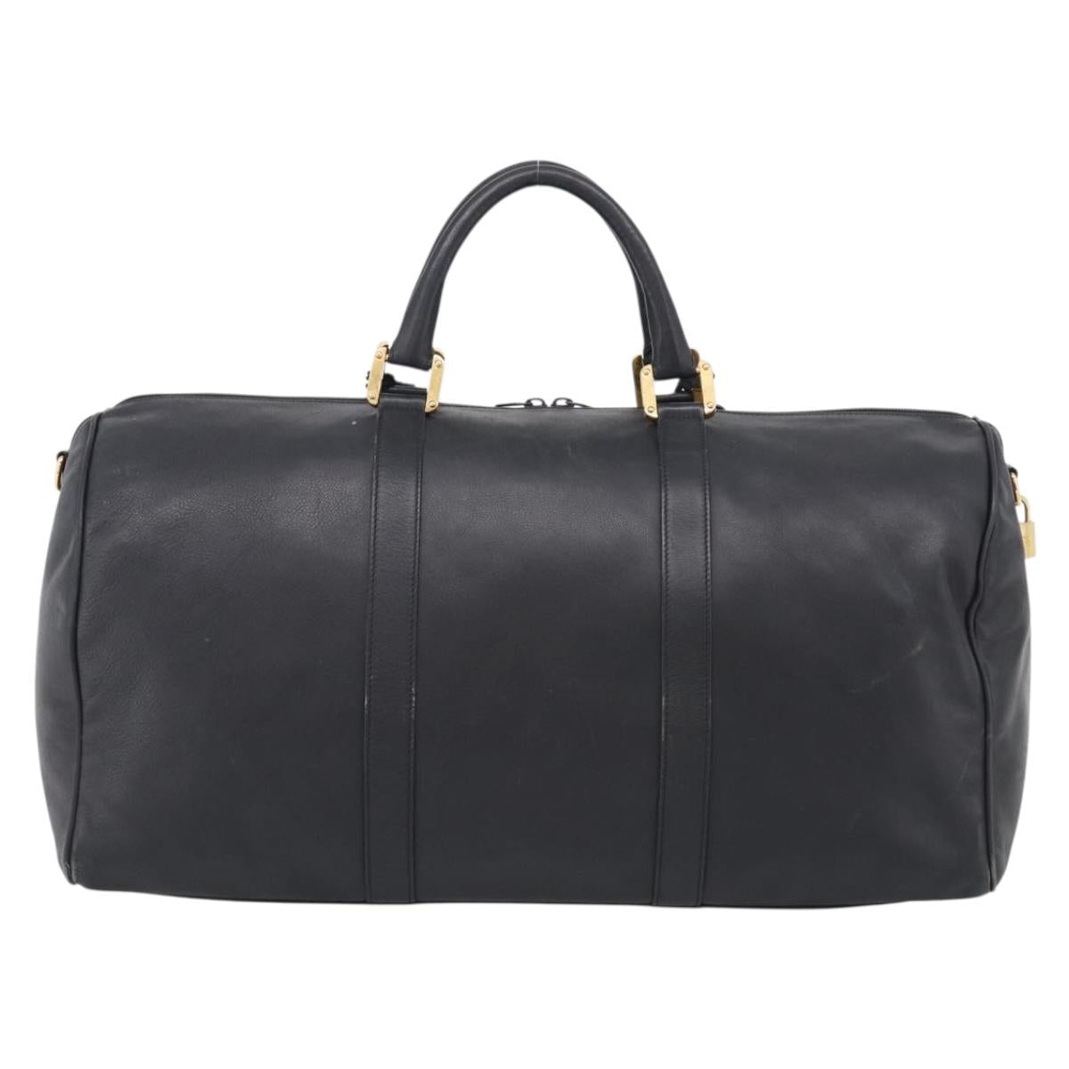 LOEWE Boston Bag Leather Black Gold Auth ka6852