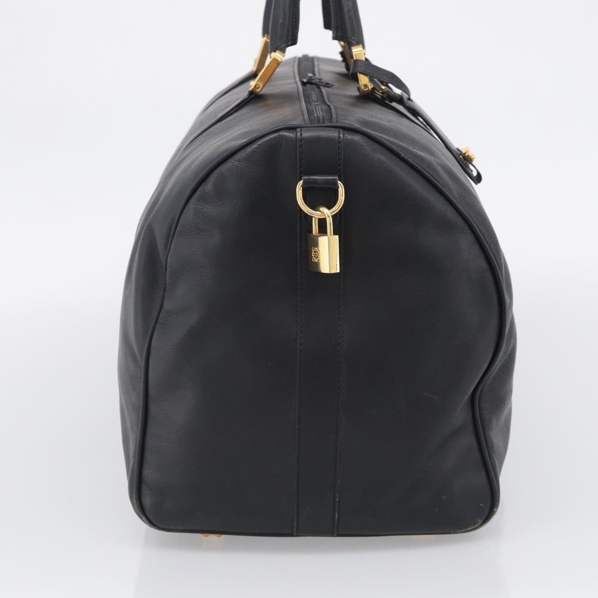 LOEWE Boston Bag Leather Black Gold Auth ka6852
