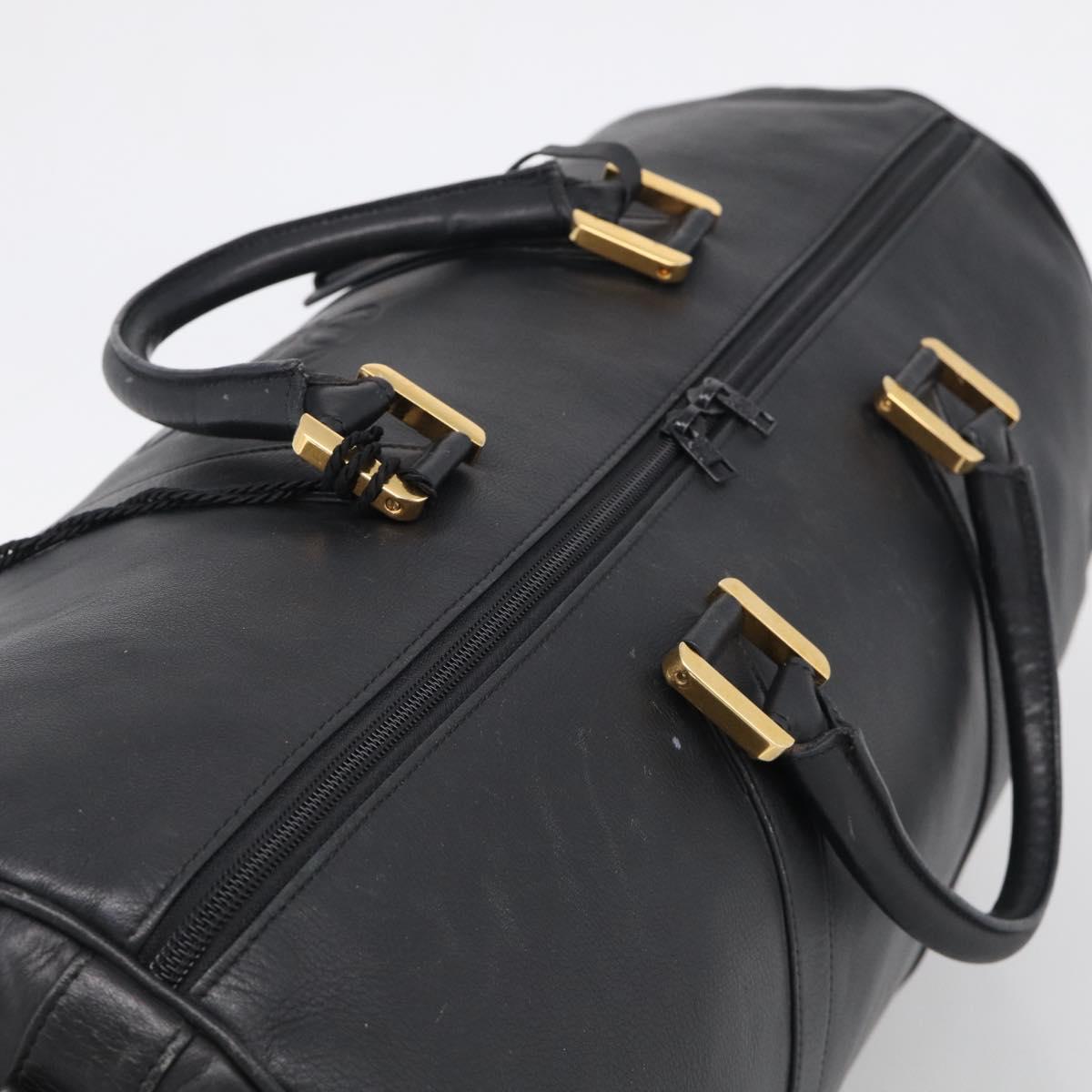 LOEWE Boston Bag Leather Black Gold Auth ka6852