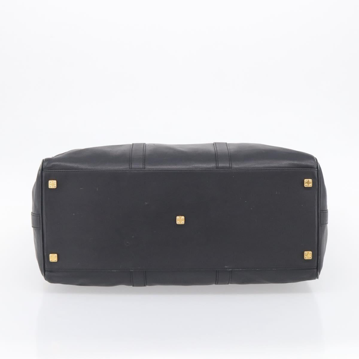 LOEWE Boston Bag Leather Black Gold Auth ka6852