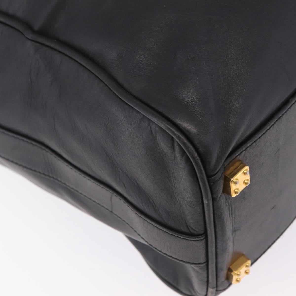 LOEWE Tote Bag Leather Black Gold Auth ka6853