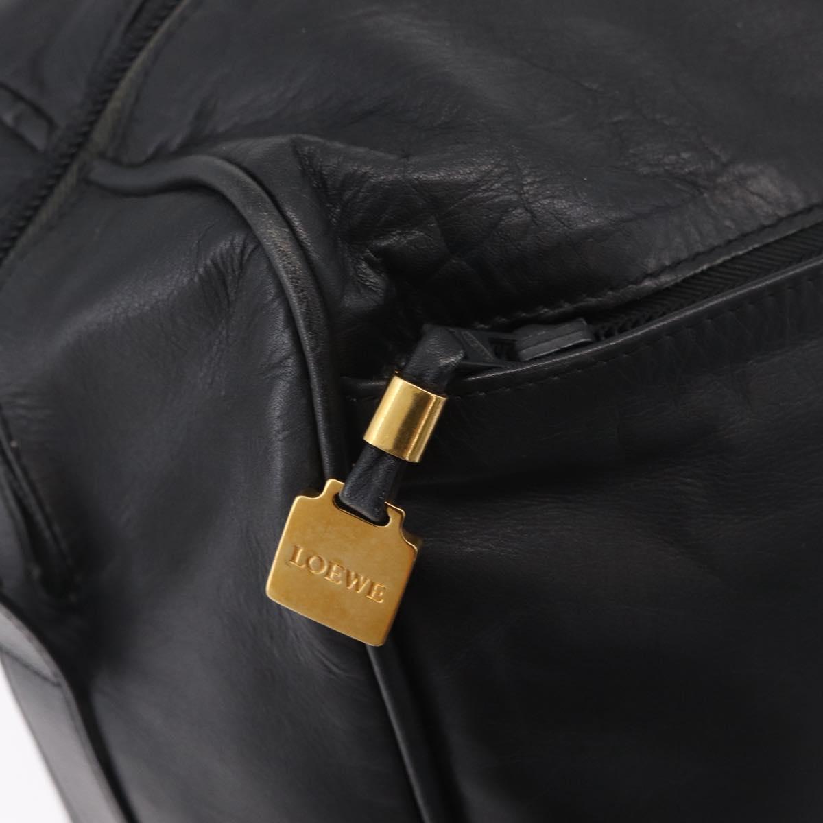 LOEWE Tote Bag Leather Black Gold Auth ka6853