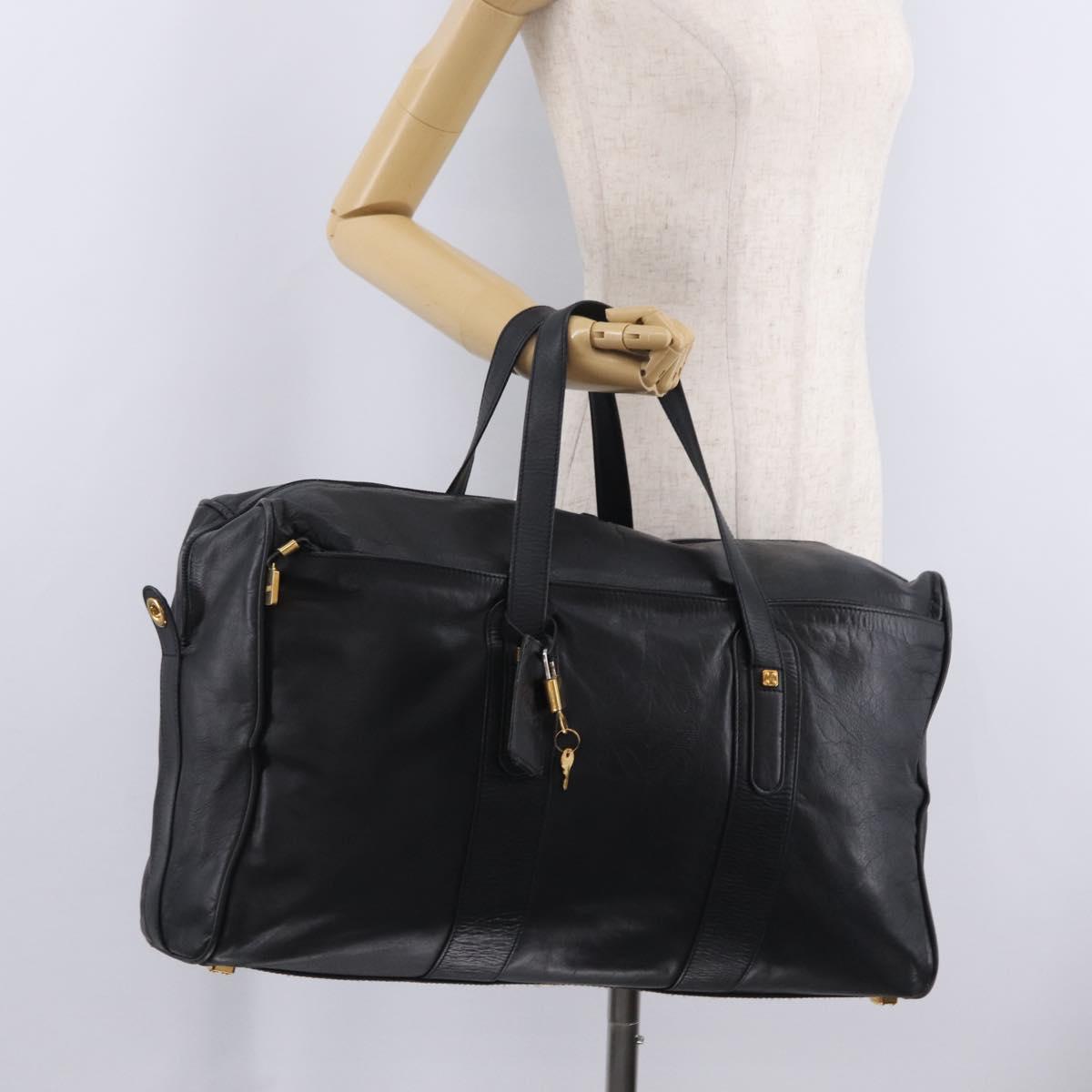 LOEWE Tote Bag Leather Black Gold Auth ka6853