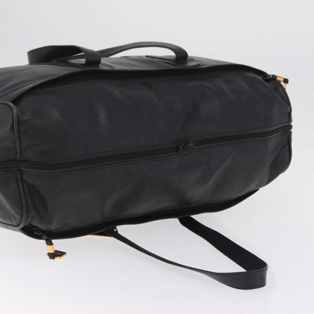 LOEWE Tote Bag Leather Black Gold Auth ka6853
