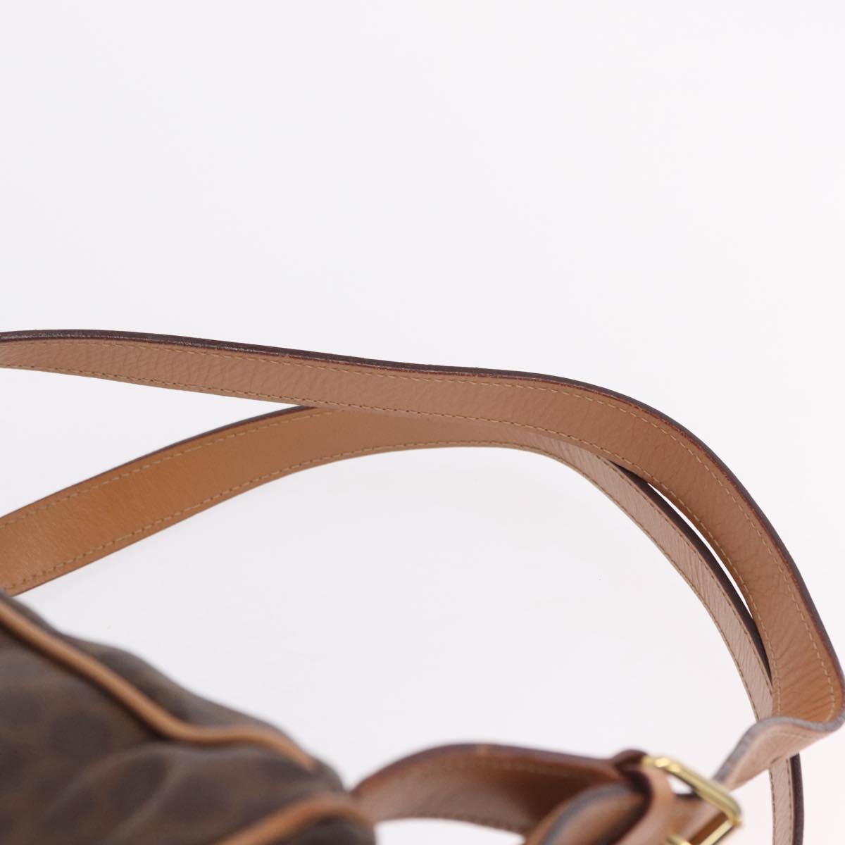 CELINE Macadam Canvas Backpack PVC Leather Brown Gold Auth ka6855A