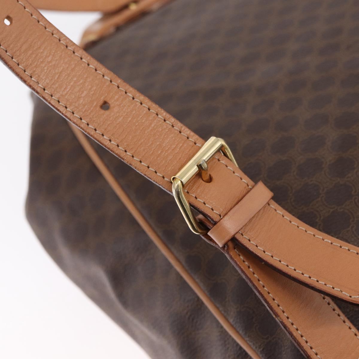 CELINE Macadam Canvas Backpack PVC Leather Brown Gold Auth ka6855A