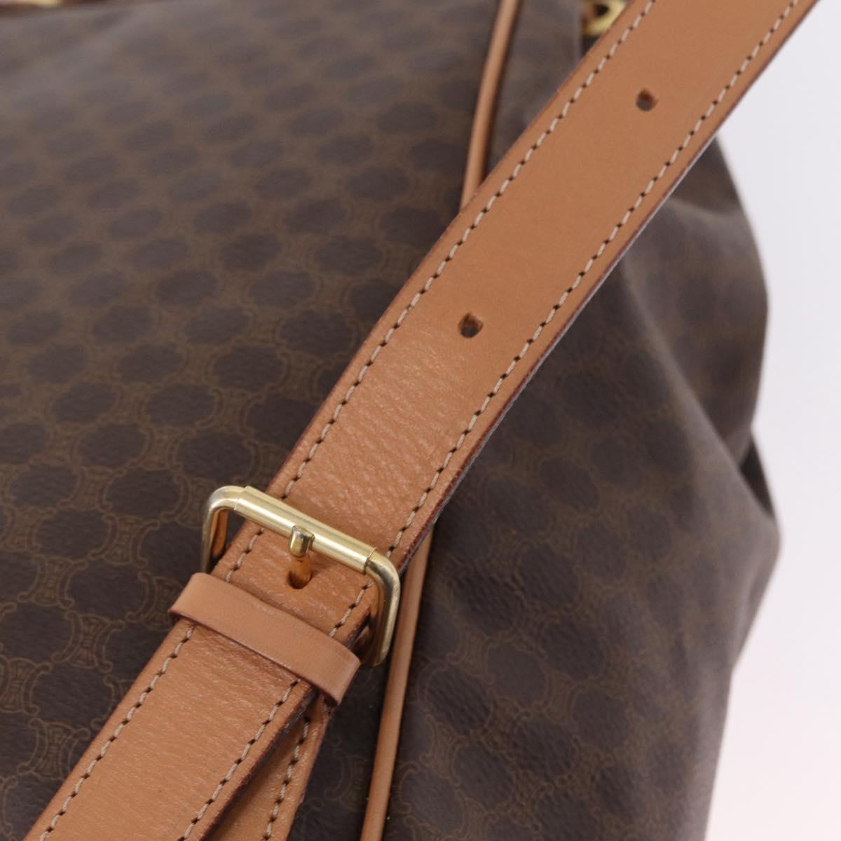 CELINE Macadam Canvas Backpack PVC Leather Brown Gold Auth ka6855A