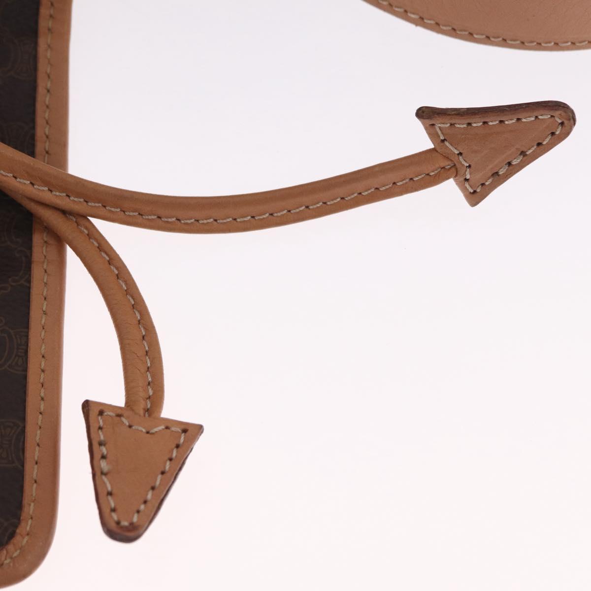 CELINE Macadam Canvas Backpack PVC Leather Brown Gold Auth ka6855A