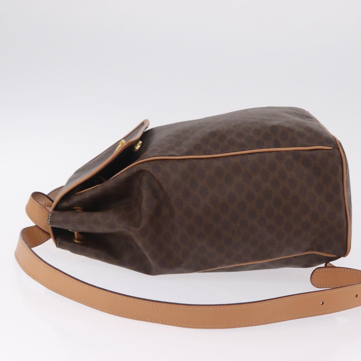 CELINE Macadam Canvas Backpack PVC Leather Brown Gold Auth ka6855A