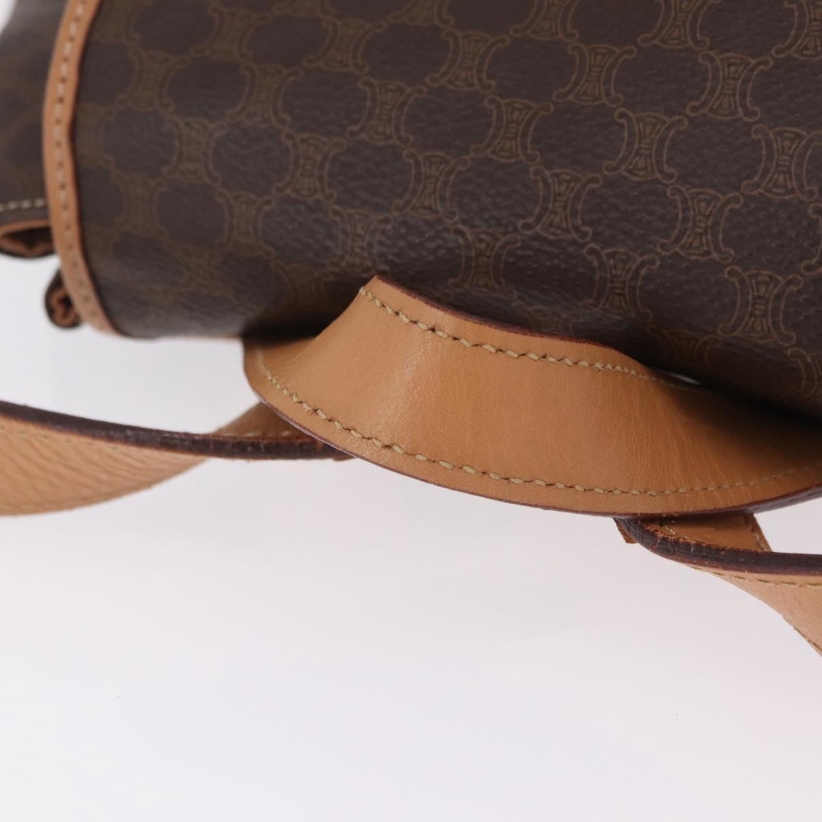 CELINE Macadam Canvas Backpack PVC Leather Brown Gold Auth ka6855A