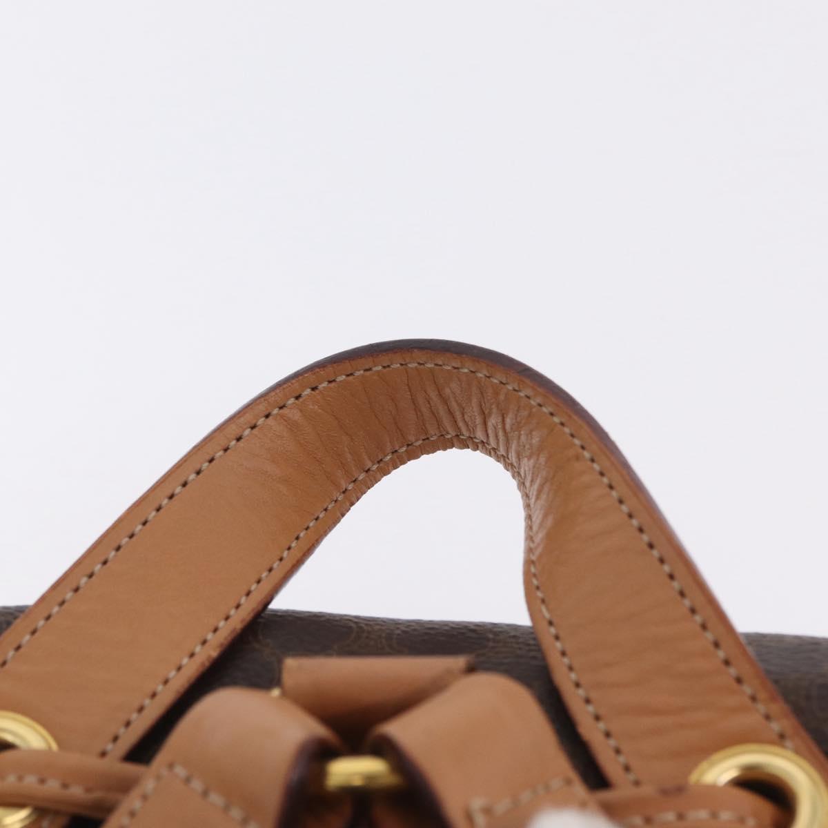 CELINE Macadam Canvas Backpack PVC Leather Brown Gold Auth ka6855A