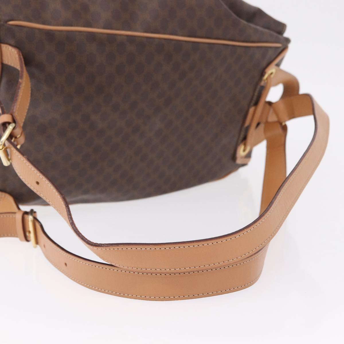 CELINE Macadam Canvas Backpack PVC Leather Brown Gold Auth ka6855A