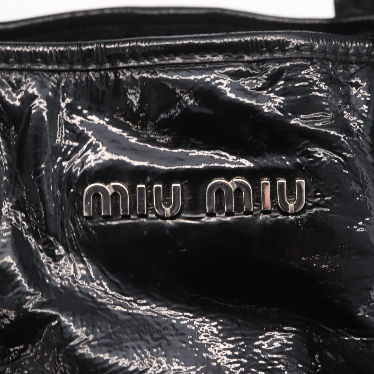 Miu Miu Hand Bag Patent leather Black Silver Auth ka6857A