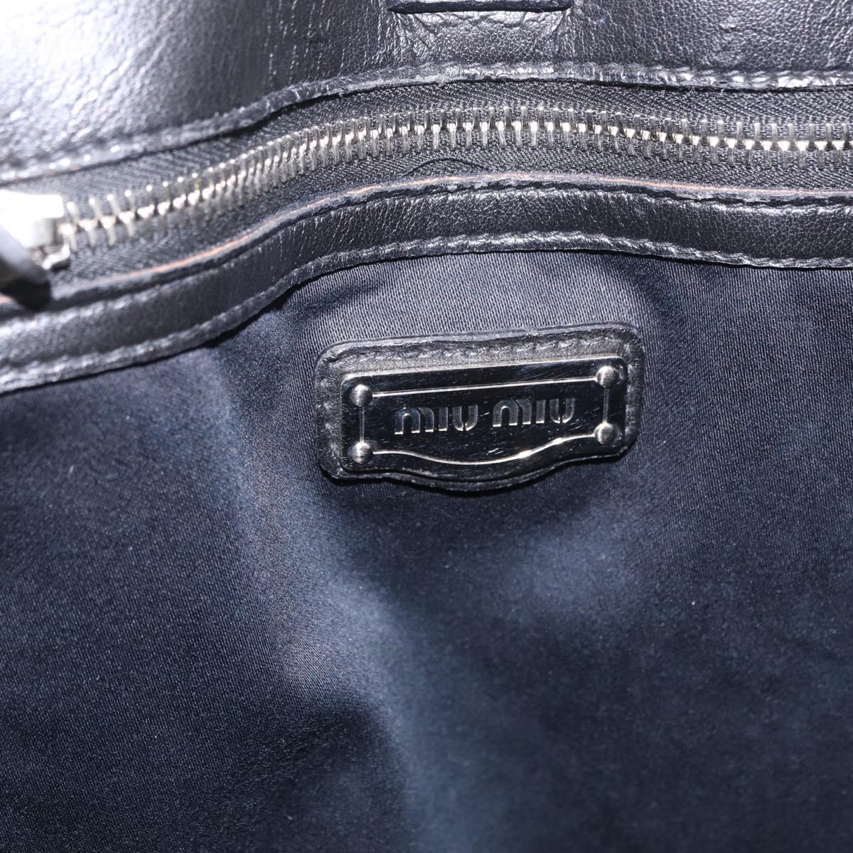 Miu Miu Hand Bag Patent leather Black Silver Auth ka6857A