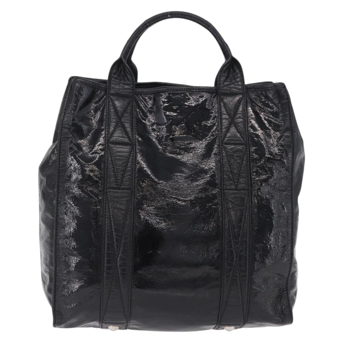 Miu Miu Hand Bag Patent leather Black Silver Auth ka6857A
