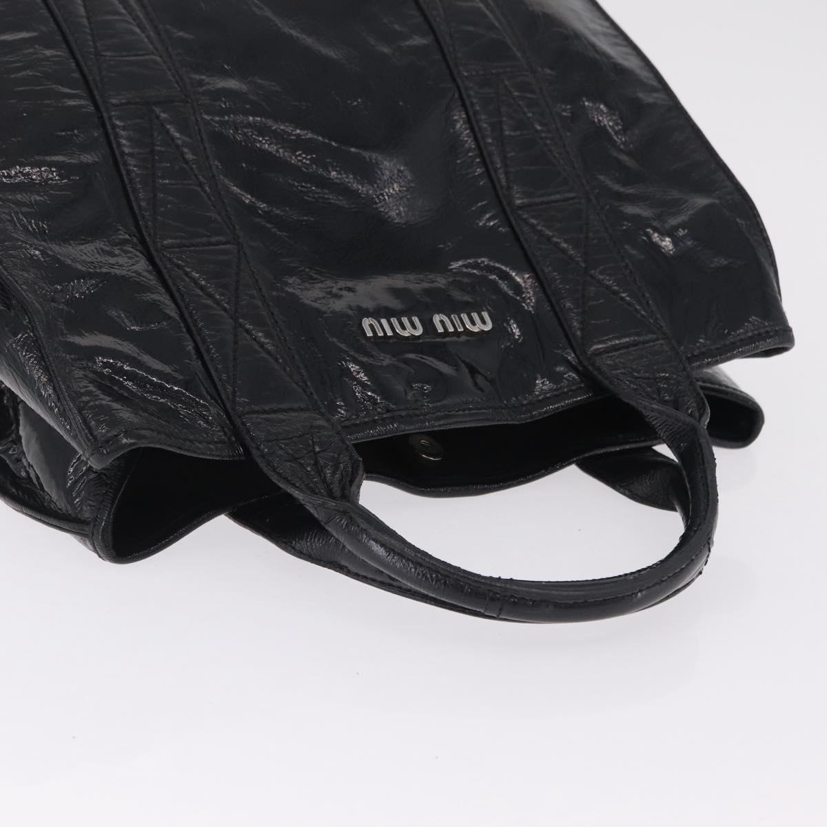Miu Miu Hand Bag Patent leather Black Silver Auth ka6857A