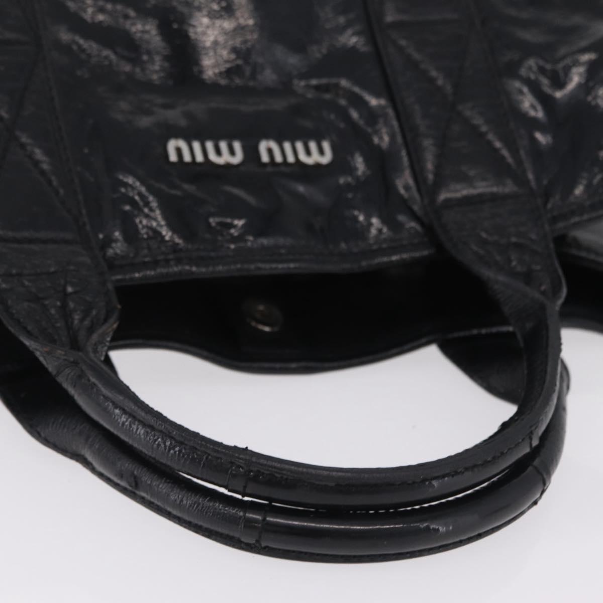 Miu Miu Hand Bag Patent leather Black Silver Auth ka6857A