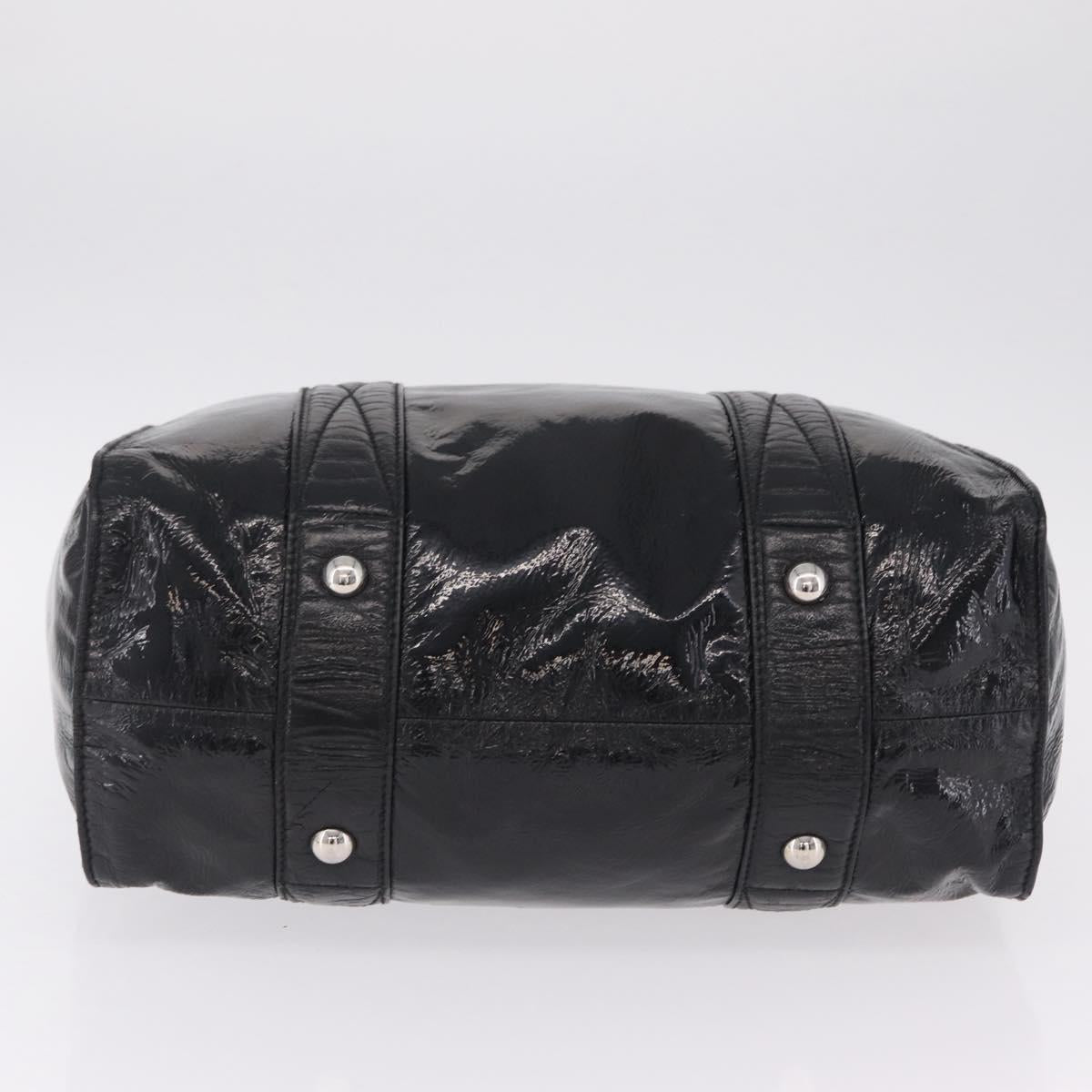 Miu Miu Hand Bag Patent leather Black Silver Auth ka6857A