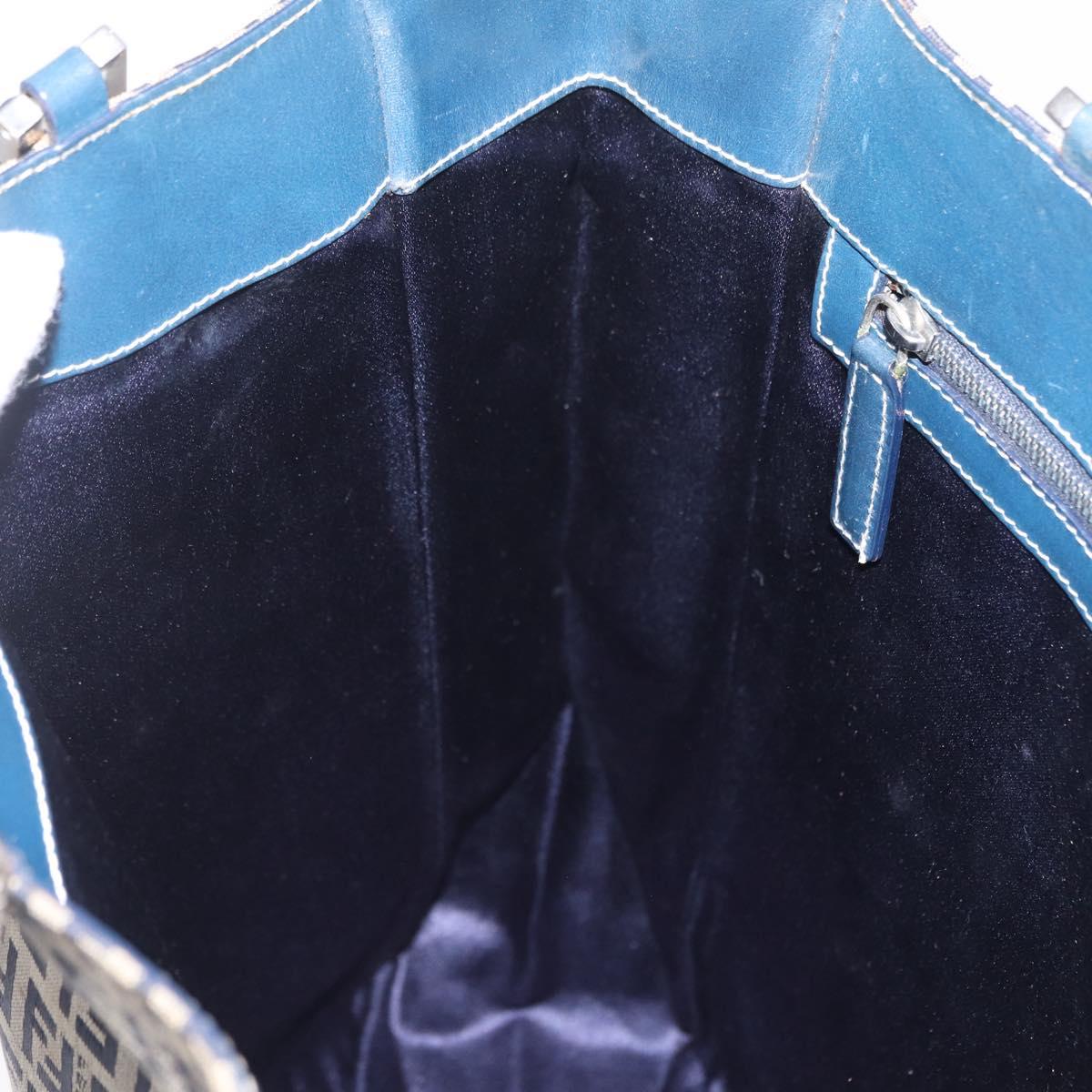 FENDI Zucchino Tote Bag Navy Silver Auth ka6858